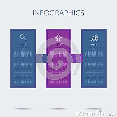 Business infographics. Vector graphics. Three columns Vector Illustration